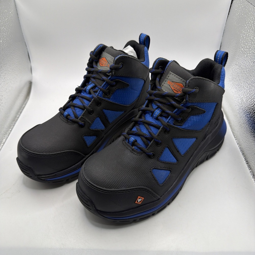 Merrell Day One Safety Speed Work Boots, Black/Blue, Men's 4.5 M.‎ New